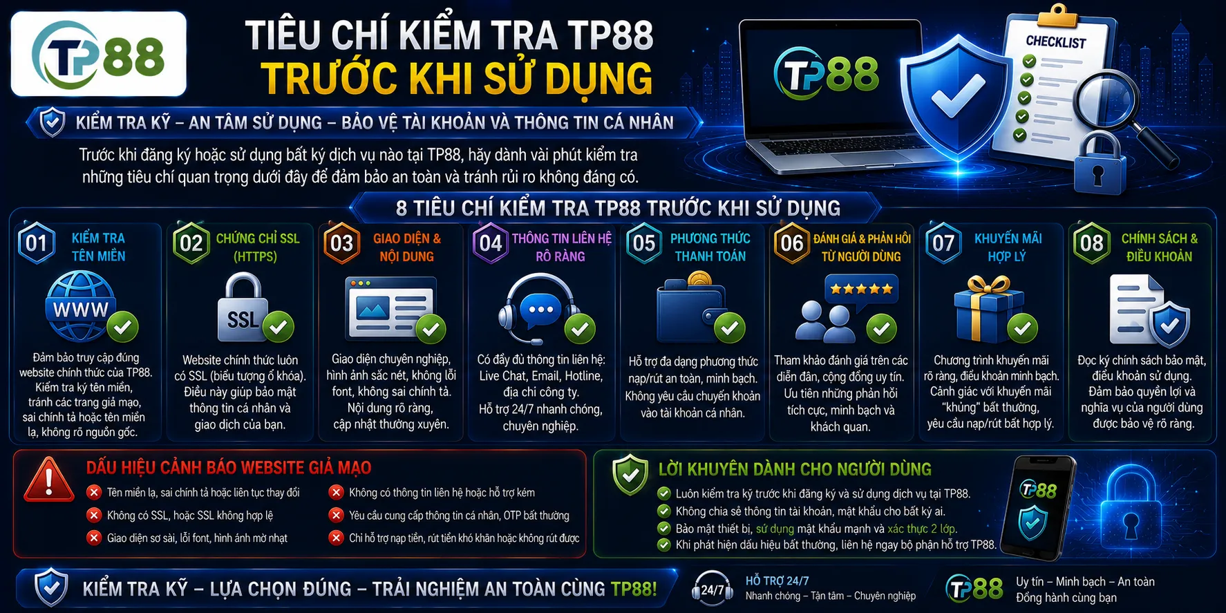 Tiêu chí kiểm tra TP88 trước khi sử dụng